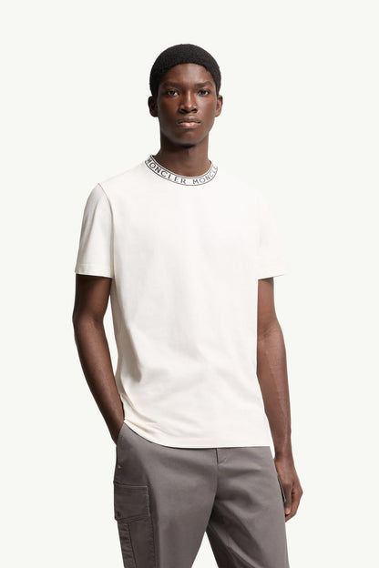 Moncler Logo-Trimmed Cotton T-Shirt Off White Off White