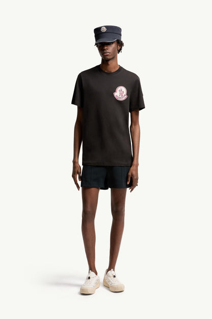 Moncler Logo Cotton T-Shirt Black Black