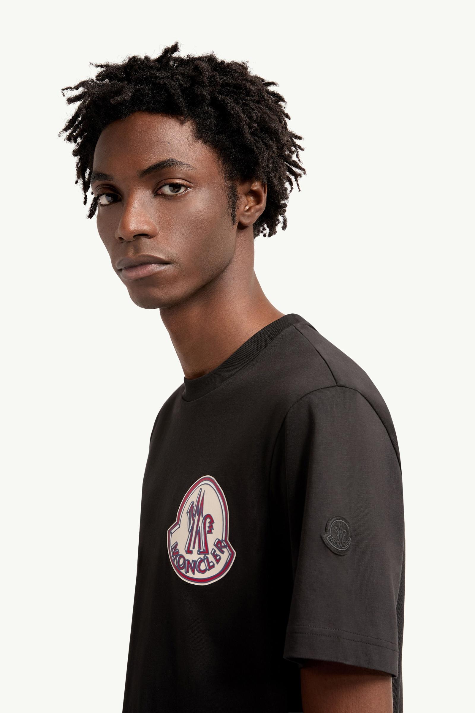 Moncler Logo Cotton T-Shirt Black Black