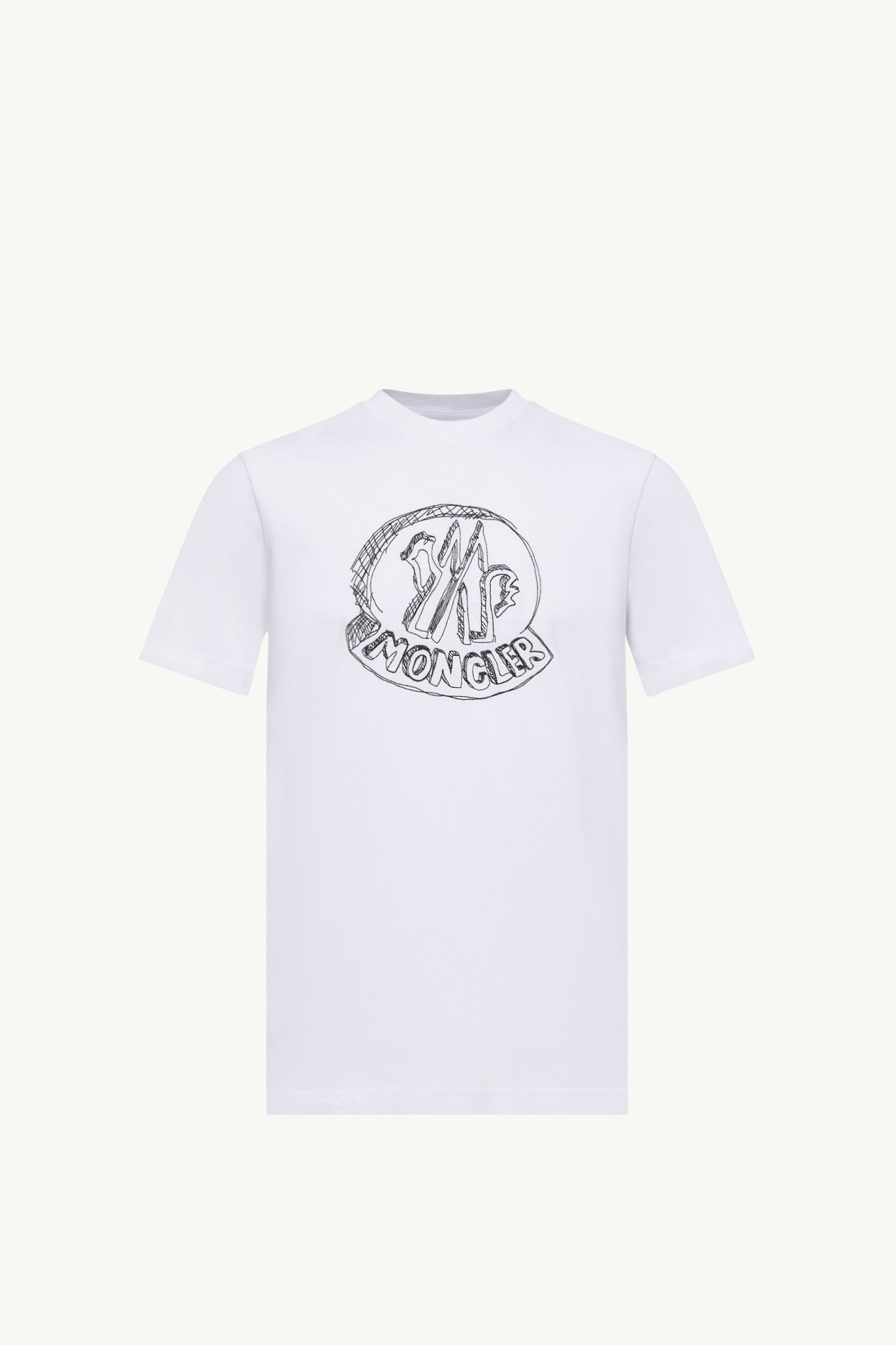 Moncler Sketch Embroidered Logo Cotton T-Shirt White White