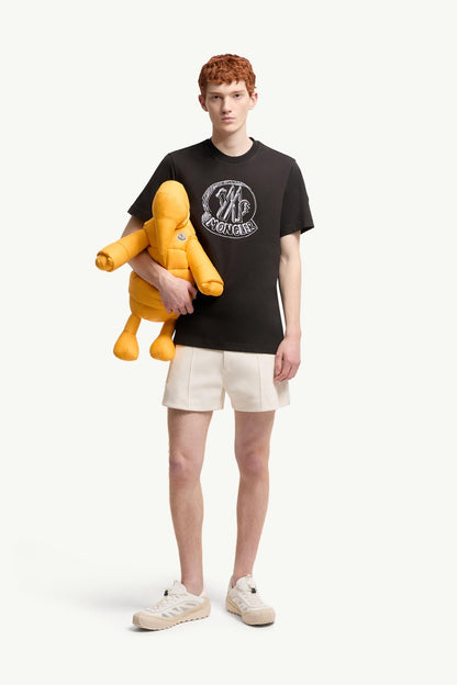 Moncler Sketch Embroidered Logo Cotton T-Shirt Black Black