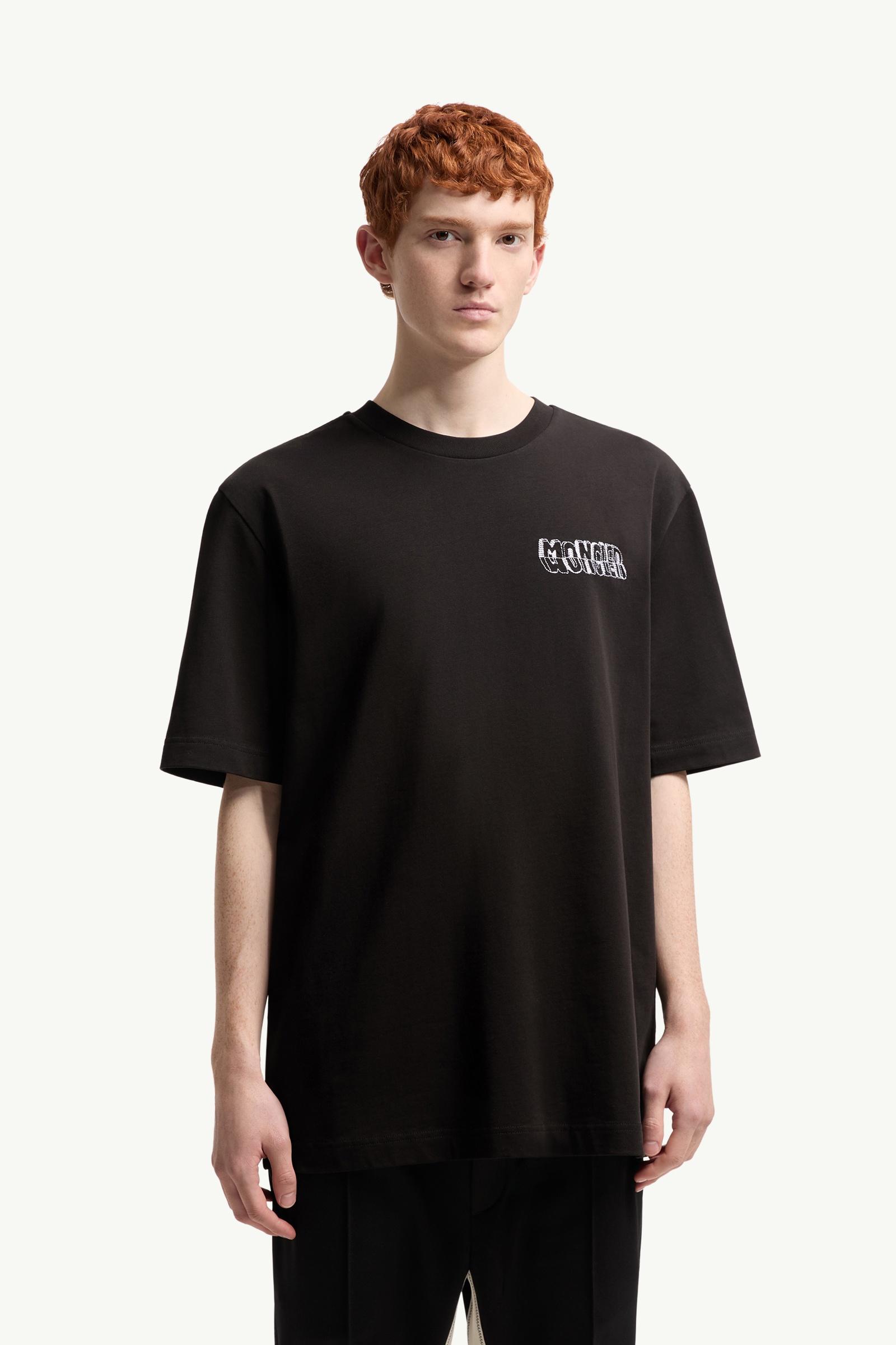 Moncler Sketch Embroidered Logo Cotton T-Shirt Black Black