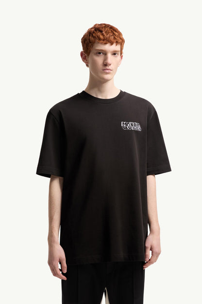 Moncler Sketch Embroidered Logo Cotton T-Shirt Black Black