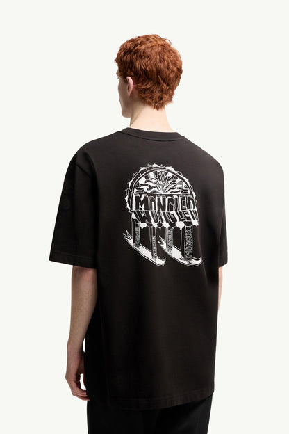 Moncler Sketch Embroidered Logo Cotton T-Shirt Black Black
