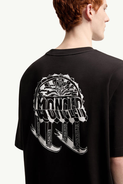 Moncler Sketch Embroidered Logo Cotton T-Shirt Black Black