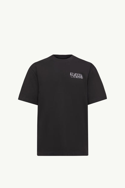 Moncler Sketch Embroidered Logo Cotton T-Shirt Black Black