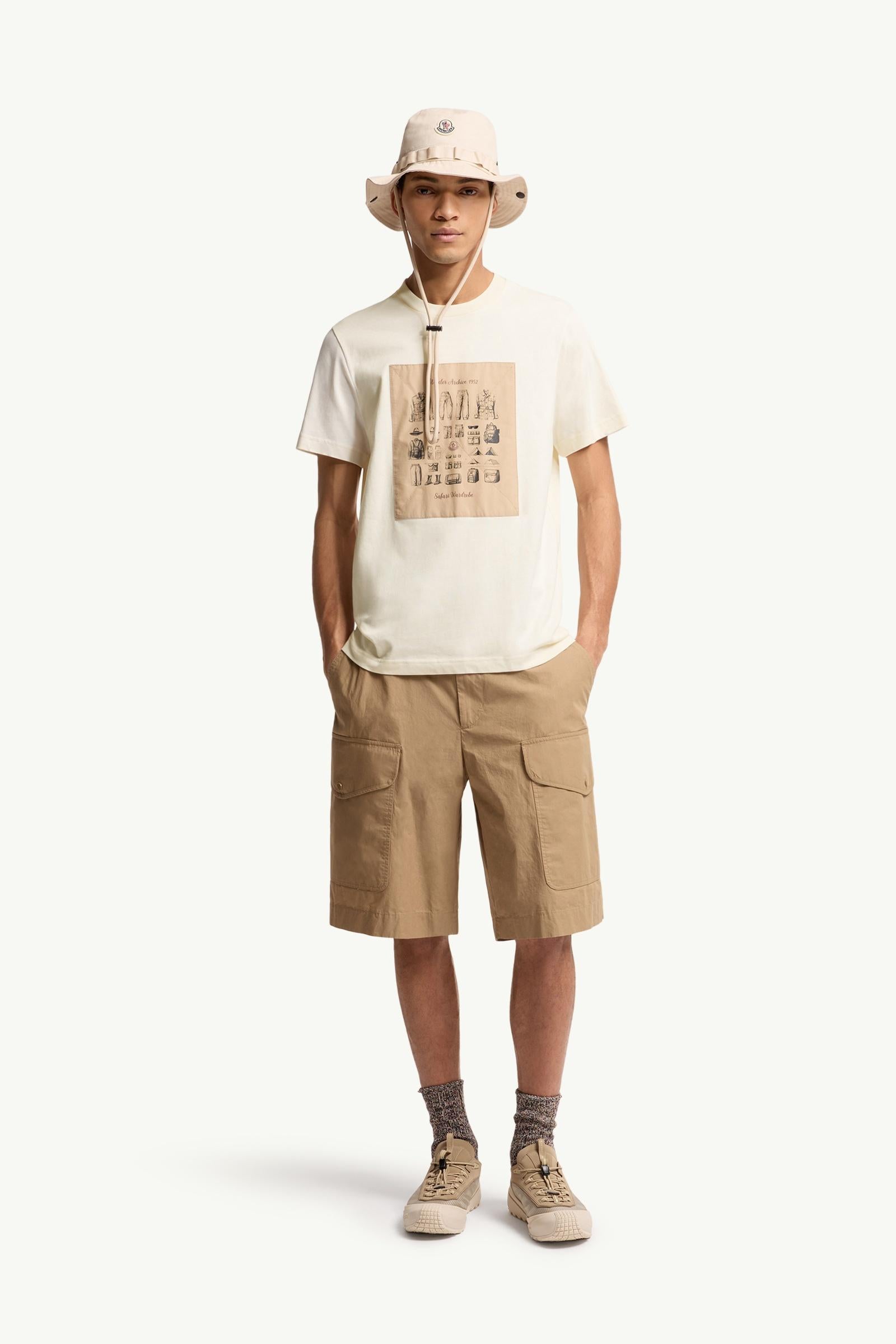 Moncler Safari Wardrobe Print Cotton T-Shirt White White