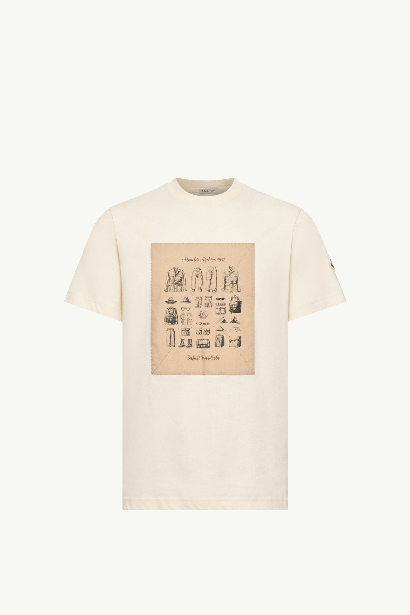 Moncler Safari Wardrobe Print Cotton T-Shirt White White