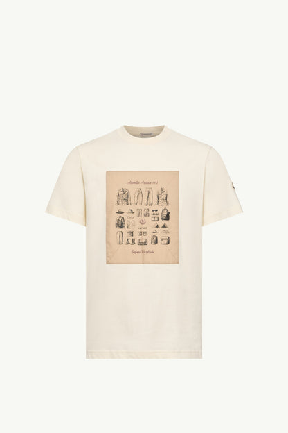 Moncler Safari Wardrobe Print Cotton T-Shirt White White