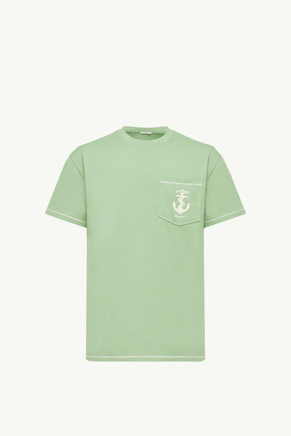 Moncler Embroidered Anchor Cotton T-Shirt Green Green