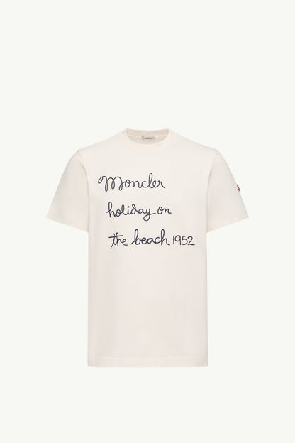 Moncler Embroidered Cotton T-Shirt White White