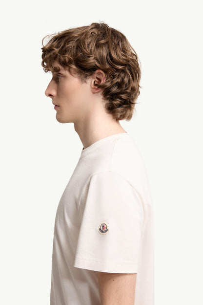 Moncler Embroidered Cotton T-Shirt White White