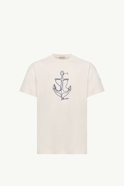 Moncler Embroidered Cotton T-Shirt White White