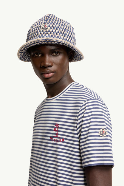 Moncler Striped Cotton & Modal Blend T-Shirt White & Blue White & Blue
