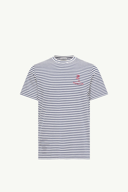 Moncler Striped Cotton & Modal Blend T-Shirt White & Blue White & Blue
