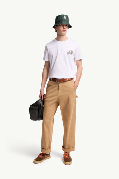 Moncler Double Logo Patch Cotton T-Shirt Optical White Optical White