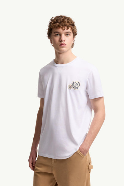 Moncler Double Logo Patch Cotton T-Shirt Optical White Optical White
