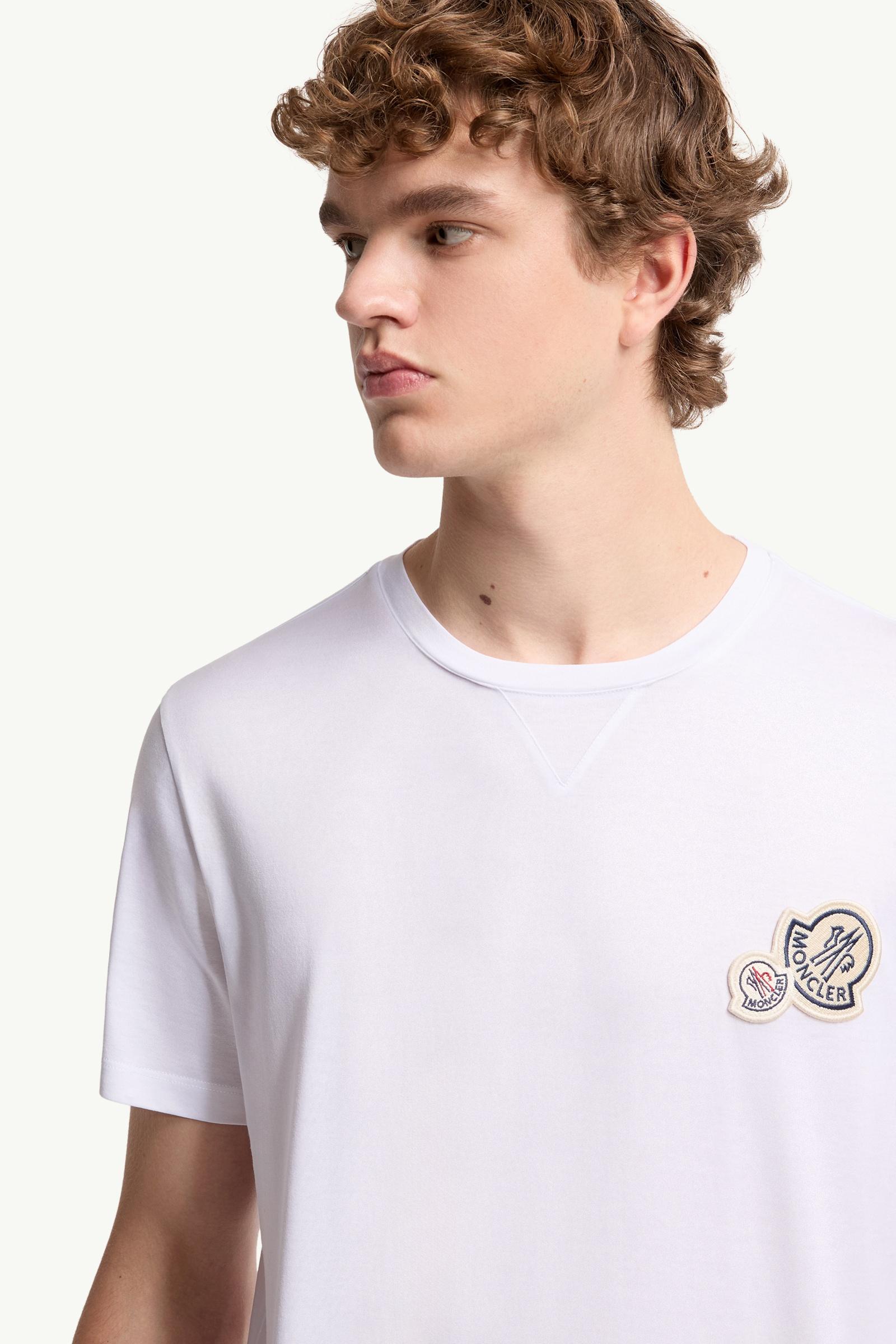 Moncler Double Logo Patch Cotton T-Shirt Optical White Optical White
