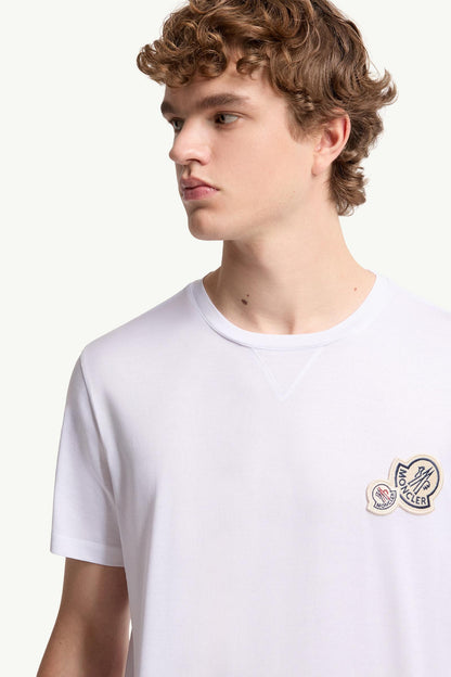 Moncler Double Logo Patch Cotton T-Shirt Optical White Optical White