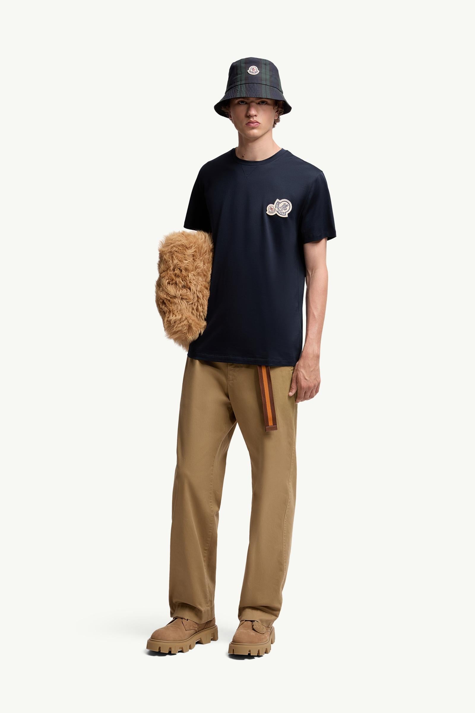 Moncler Double Logo Patch Cotton T-Shirt Dark Blue Dark Blue