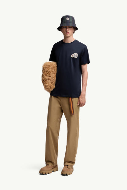 Moncler Double Logo Patch Cotton T-Shirt Dark Blue Dark Blue