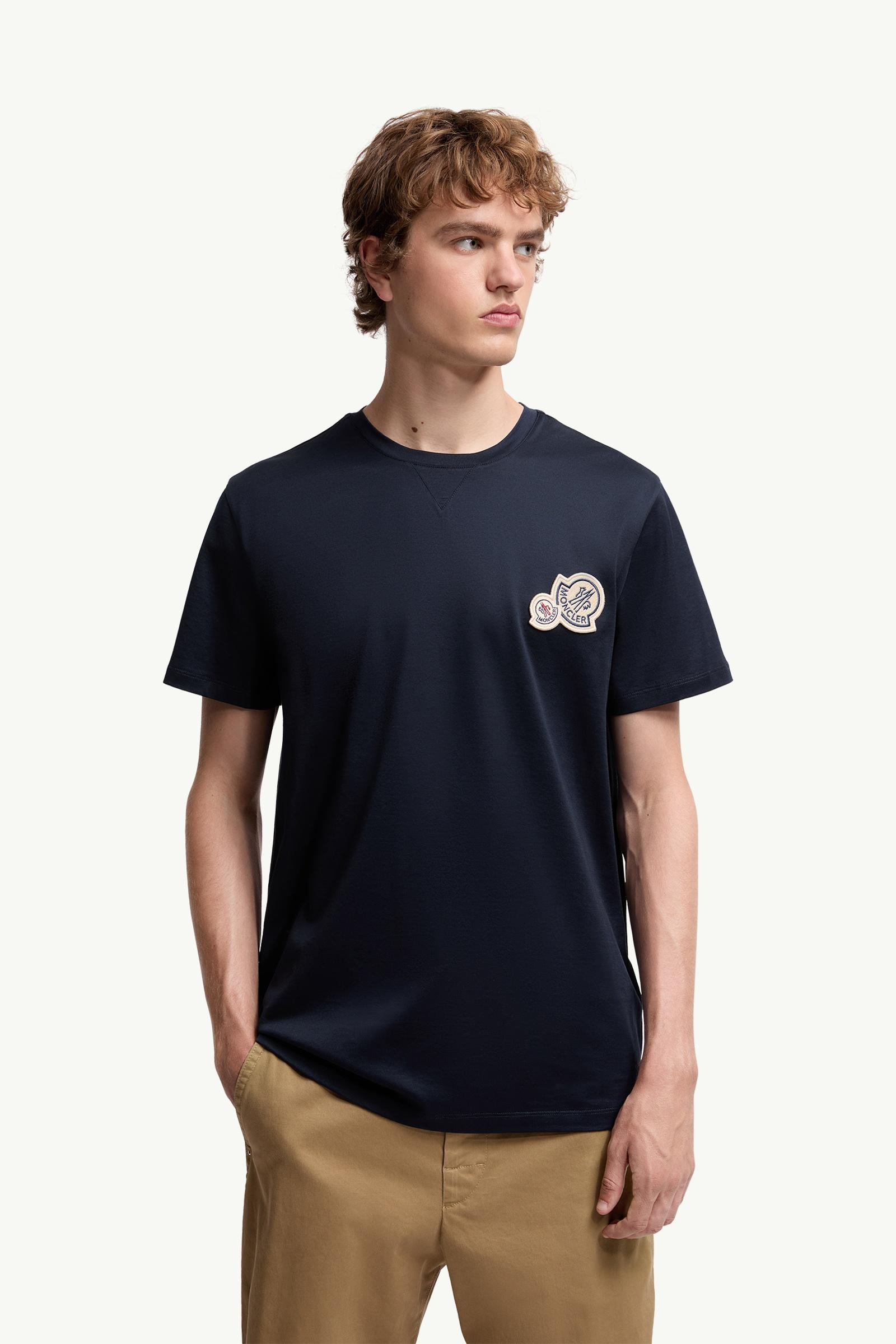 Moncler Double Logo Patch Cotton T-Shirt Dark Blue Dark Blue