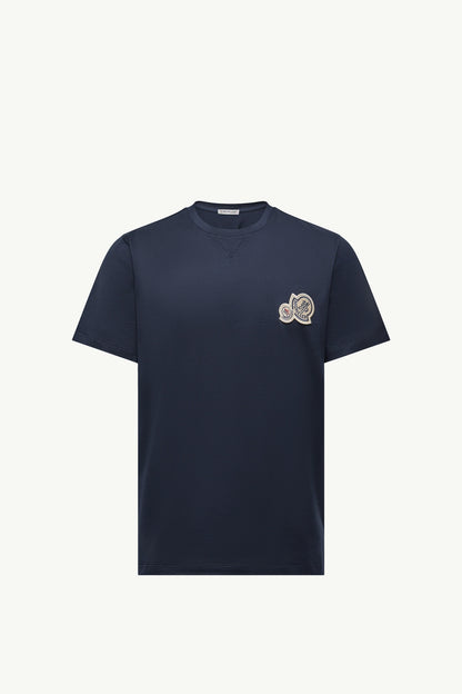 Moncler Double Logo Patch Cotton T-Shirt Dark Blue Dark Blue