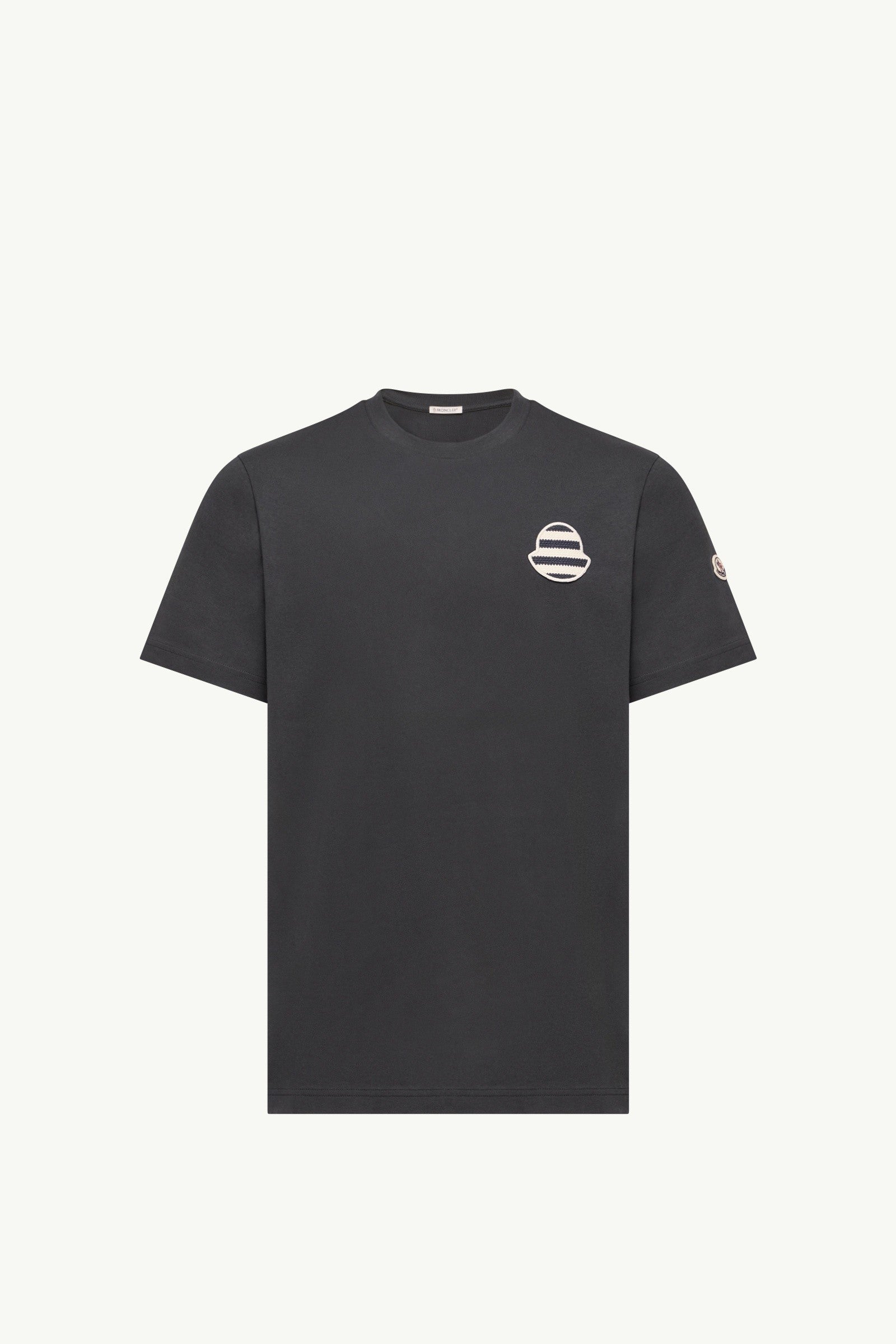 Moncler Striped Logo Cotton Jersey T-Shirt Navy Blue Navy Blue