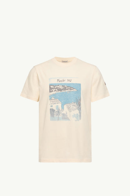 Moncler Seaside Print Cotton T-Shirt White Ivory White Ivory