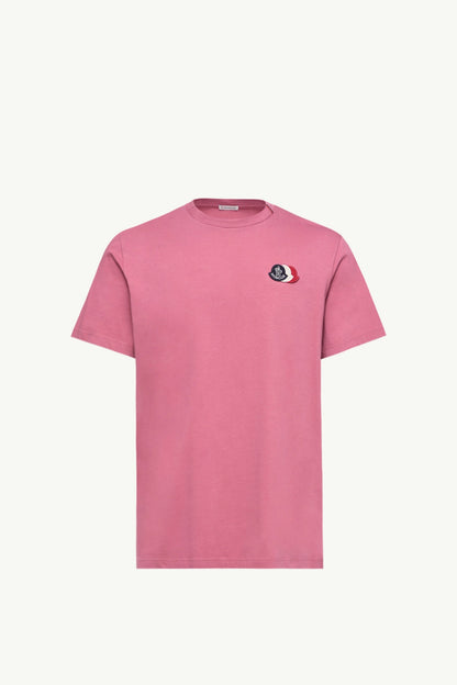 Moncler Embroidered Tricolor Logo Cotton T-Shirt Fuchsia Fuchsia