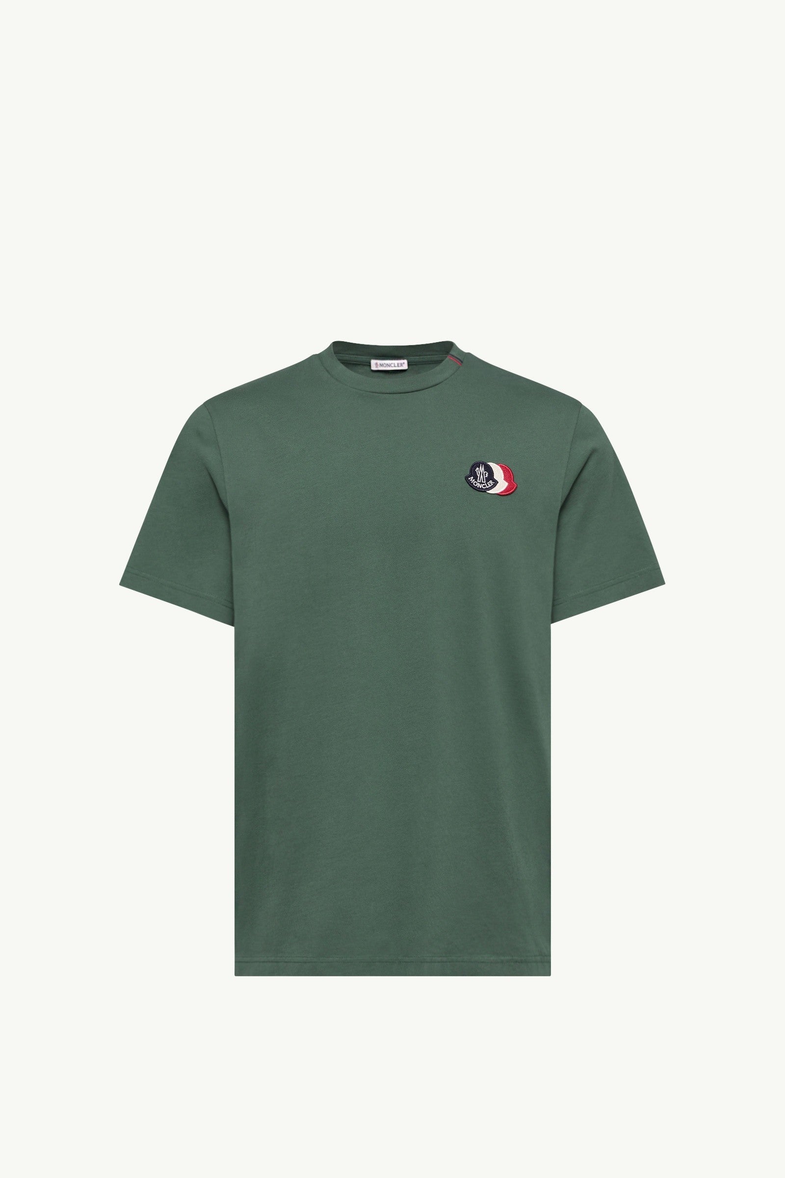 Moncler Embroidered Tricolor Logo Cotton T-Shirt Emerald Green Emerald Green