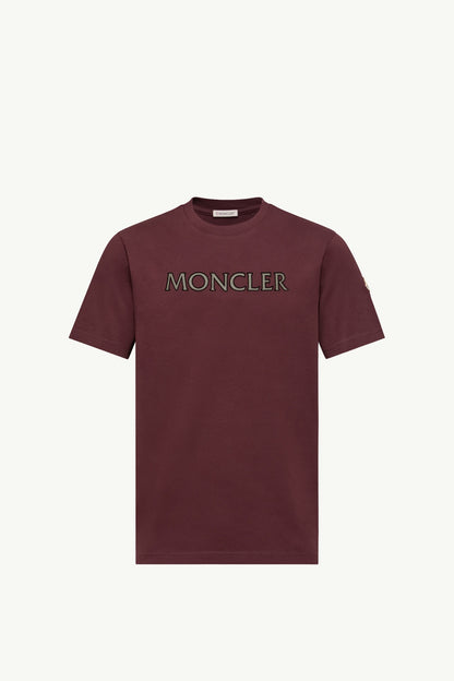 Moncler Logo Print Cotton T-Shirt Burgundy Burgundy