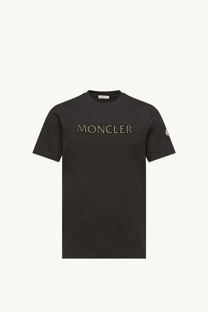 Moncler Logo Print Cotton T-Shirt Black Black