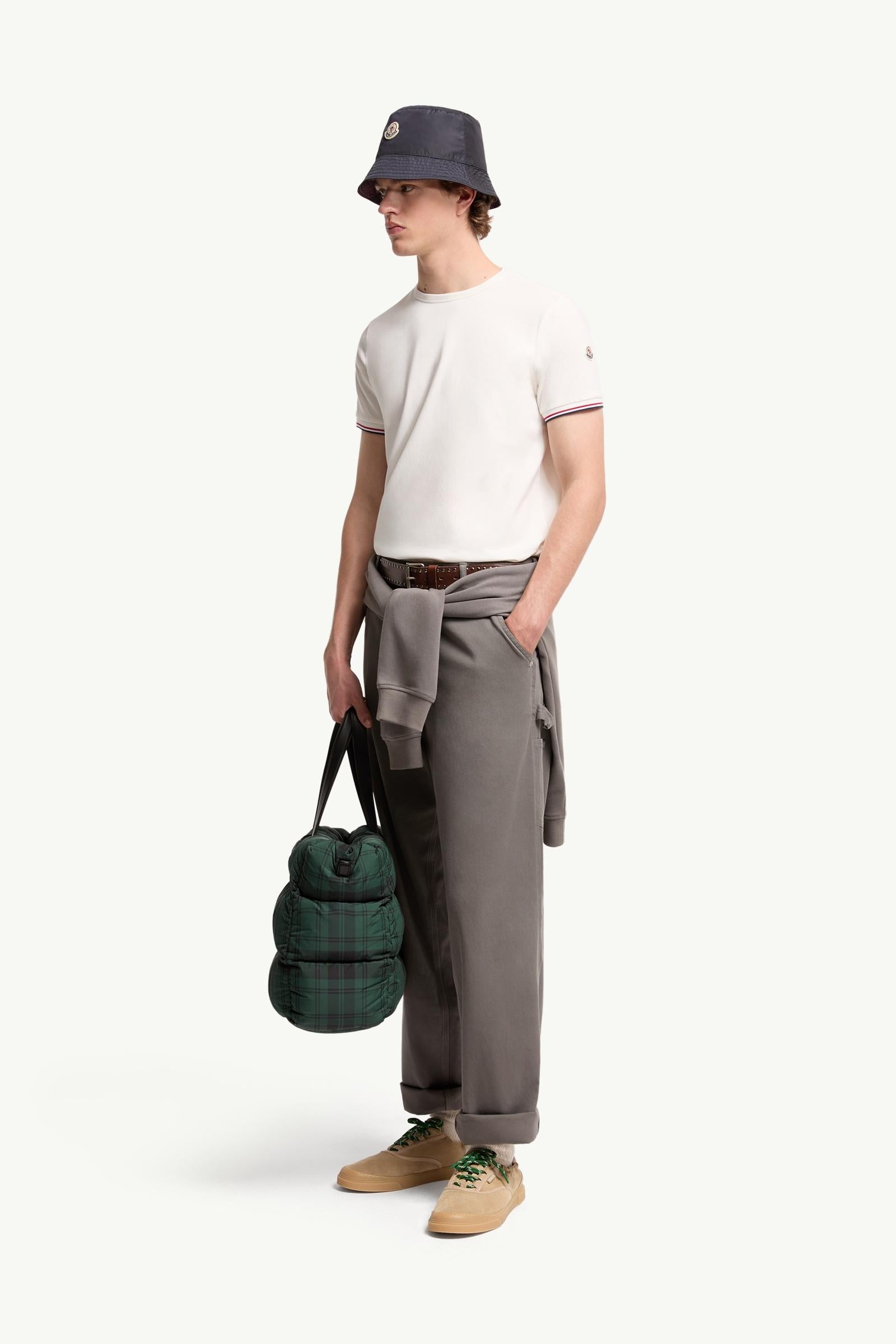 Moncler Tricolor-Trimmed Cotton T-Shirt Off White Off White