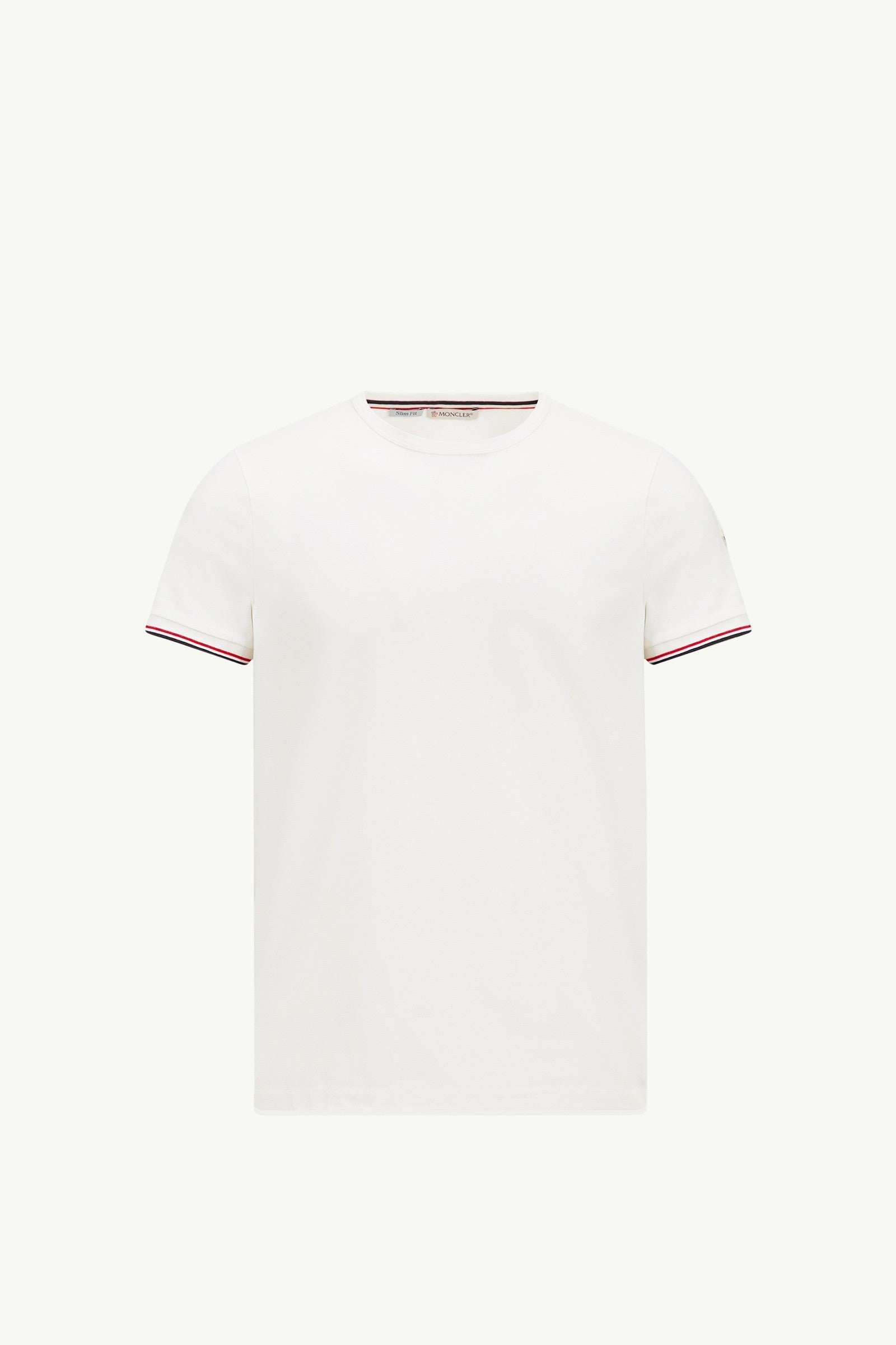 Moncler Tricolor-Trimmed Cotton T-Shirt Off White Off White
