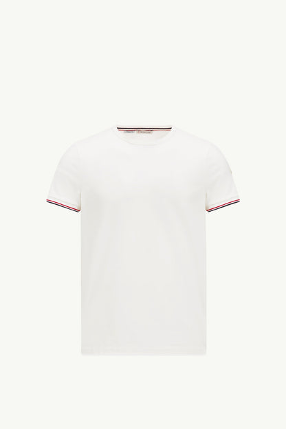 Moncler Tricolor-Trimmed Cotton T-Shirt Off White Off White