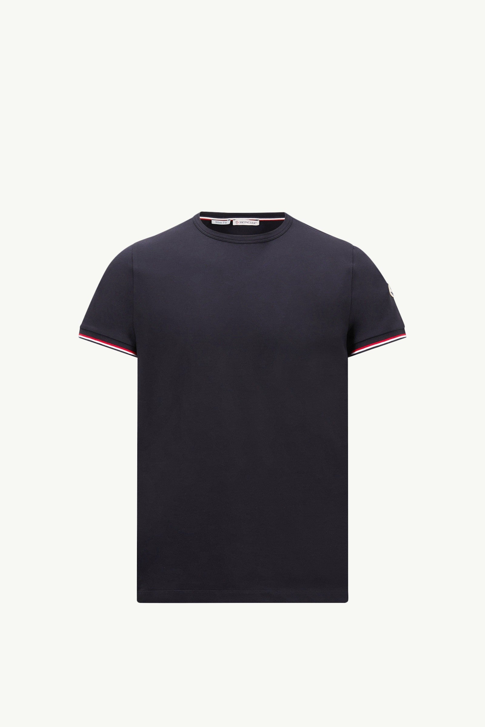 Moncler Tricolor-Trimmed Cotton T-Shirt Night Blue Night Blue