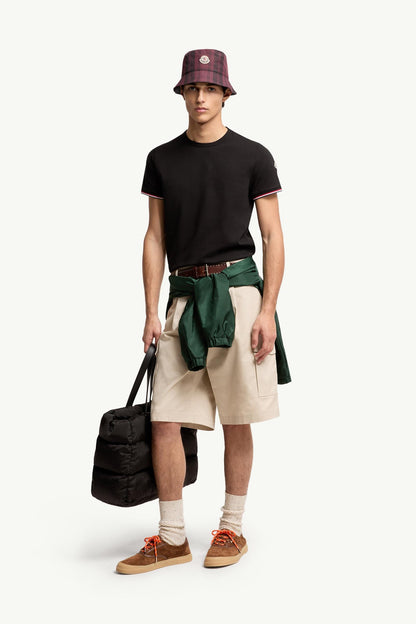 Moncler Tricolor-Trimmed Cotton T-Shirt Black Black