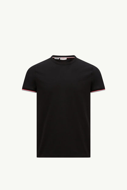 Moncler Tricolor-Trimmed Cotton T-Shirt Black Black