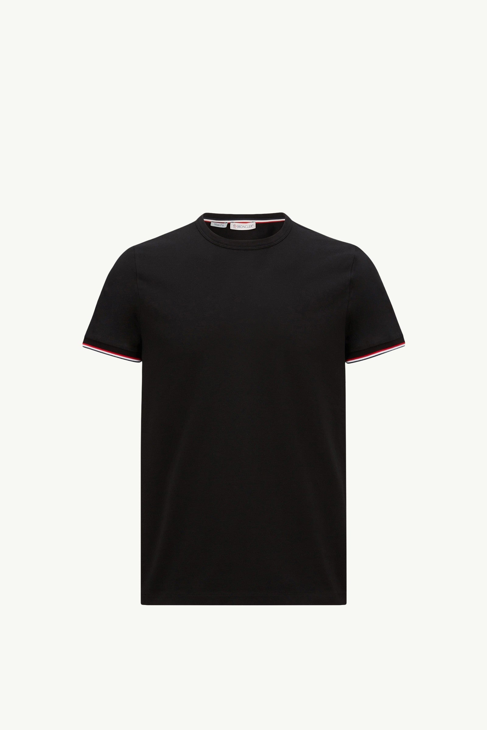 Moncler Tricolor-Trimmed Cotton T-Shirt Black Black