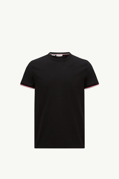 Moncler Tricolor-Trimmed Cotton T-Shirt Black Black