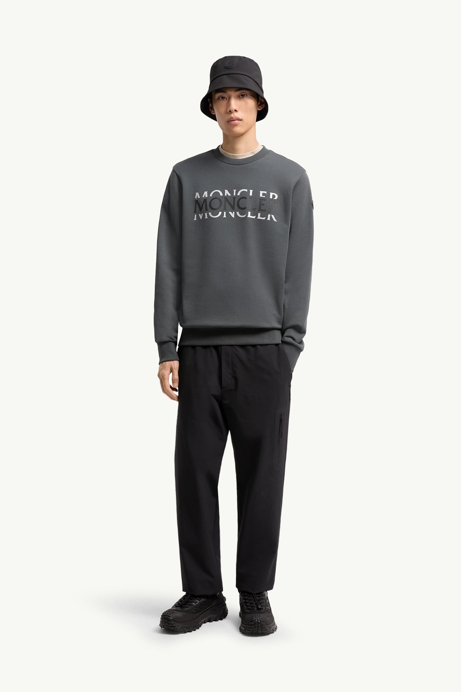 Moncler Logo Cotton Jersey Long Sleeve T-Shirt Dark Grey Dark Grey