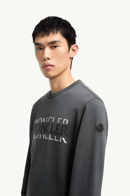Moncler Logo Cotton Jersey Long Sleeve T-Shirt Dark Grey Dark Grey