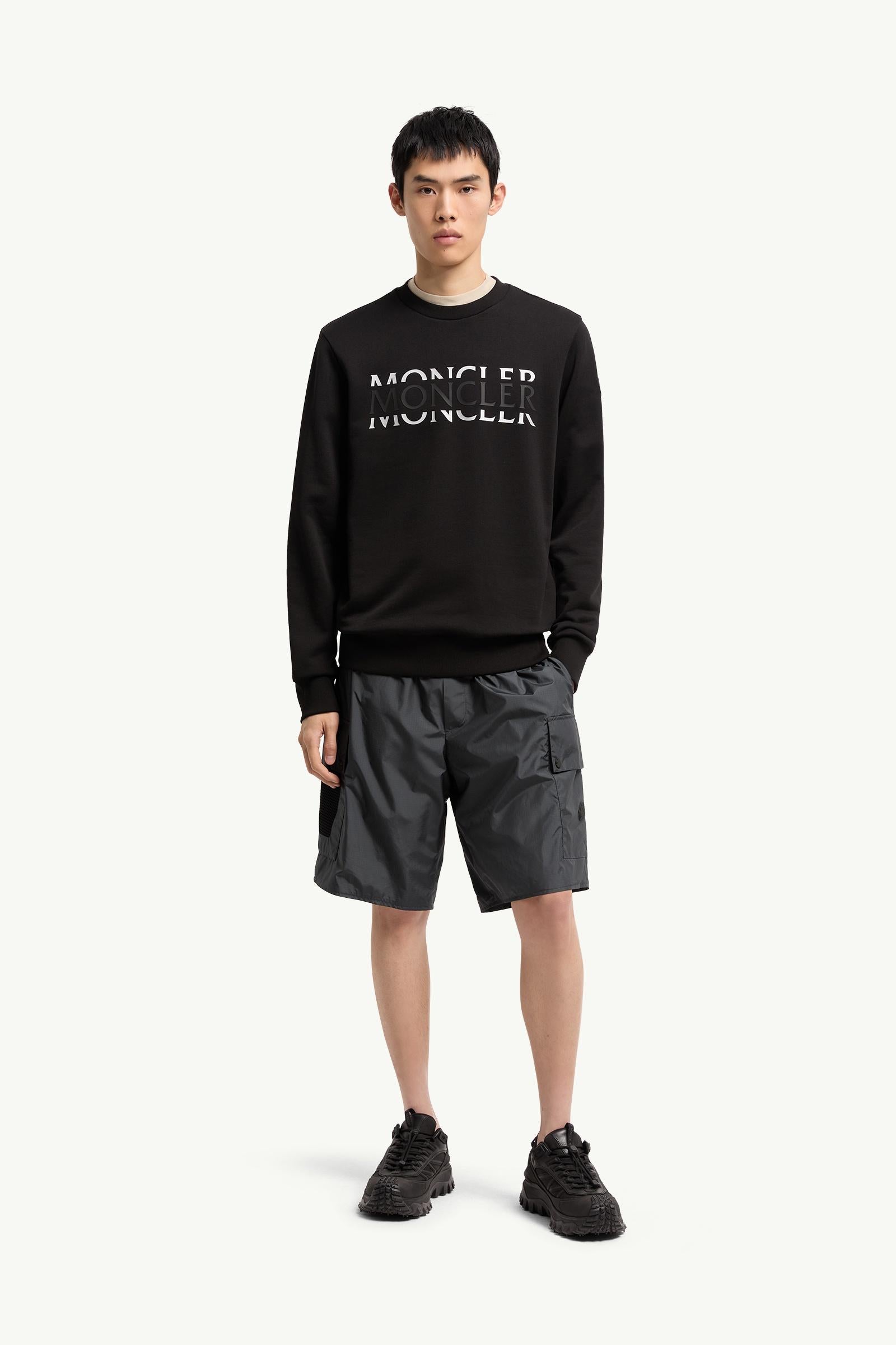 Moncler Logo Cotton Jersey Long Sleeve T-Shirt Black Black