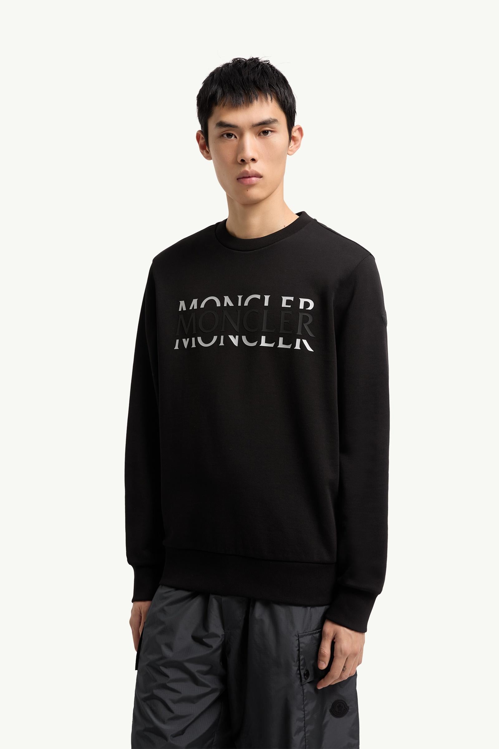 Moncler Logo Cotton Jersey Long Sleeve T-Shirt Black Black