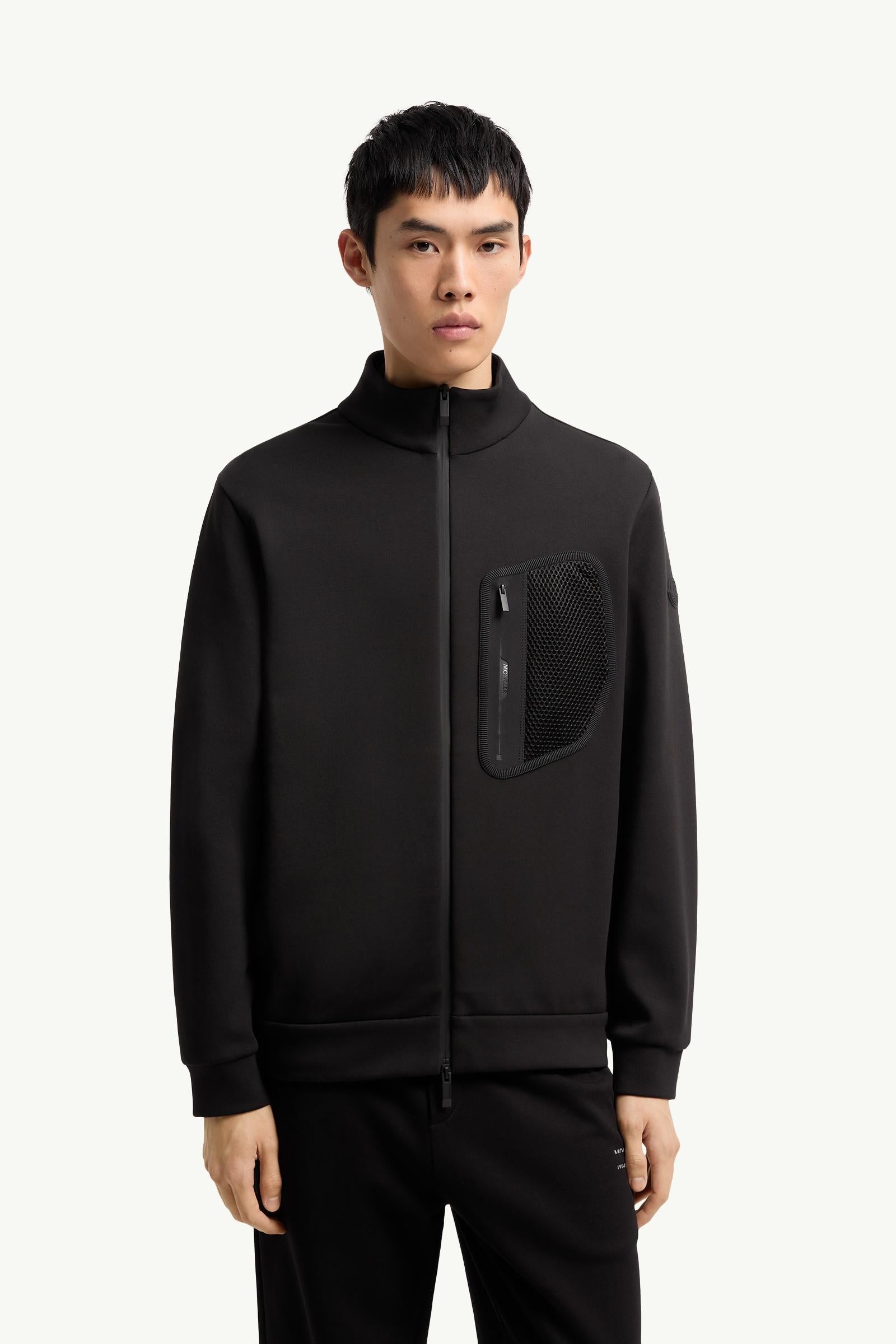 Moncler Logo Cotton Zip-Up Sweatshirt Black Black