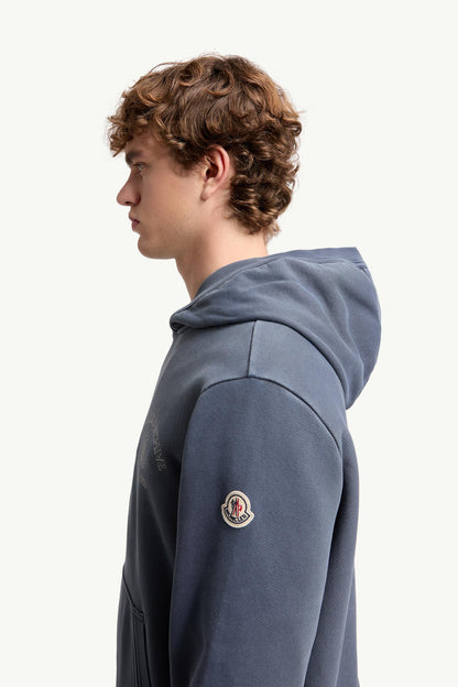 Moncler Rowing Logo Cotton Hoodie Cobalt Blue Cobalt Blue