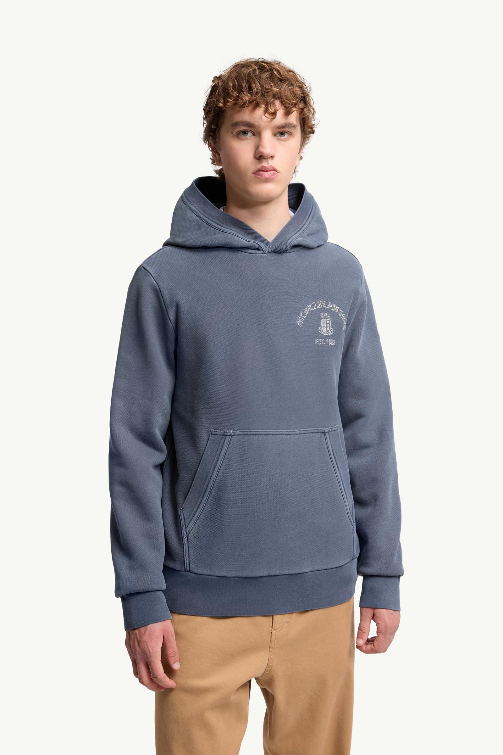 Moncler Rowing Logo Cotton Hoodie Cobalt Blue Cobalt Blue