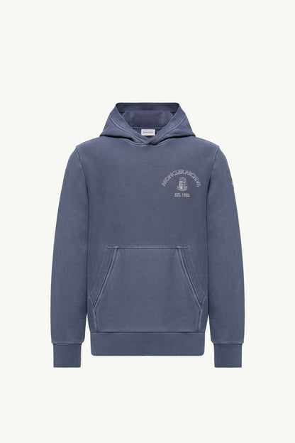 Moncler Rowing Logo Cotton Hoodie Cobalt Blue Cobalt Blue