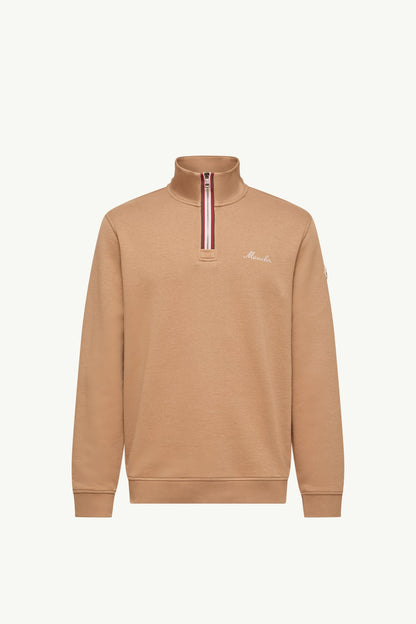 Moncler Embroidered Logo Turtleneck Sweatshirt Camel Beige Camel Beige